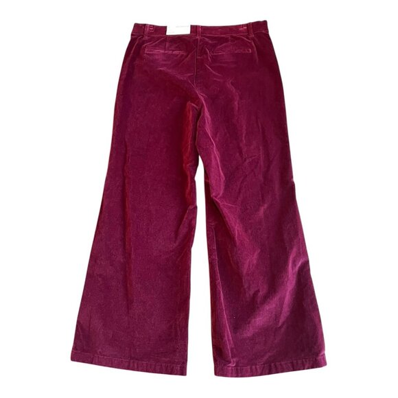 Liz Claiborne Wide Leg High Rise Women Pants Burgundy Passion Flex Waist Sz18 - Picture 4 of 6
